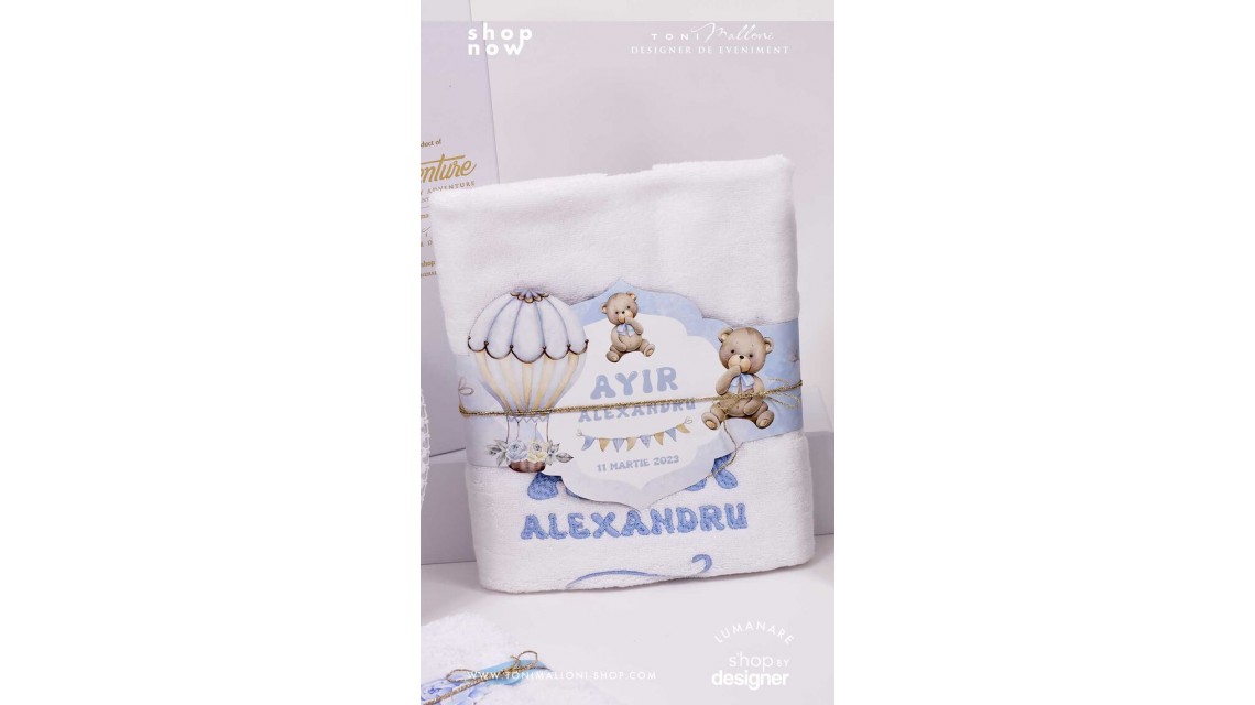 Trusou botez cu ursuleti albastri si baloane de aer cald Teddy Bear Bleu Hot Air Balloons 7